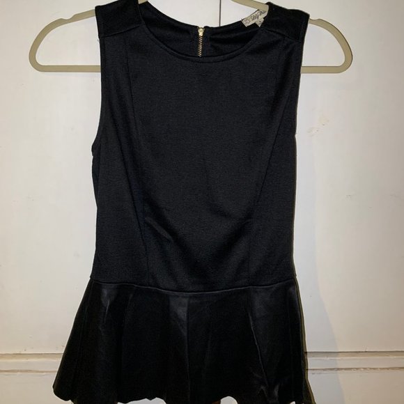 Nordstrom Black Peplum Tank Top w/ Leather Bottom - Picture 1 of 4
